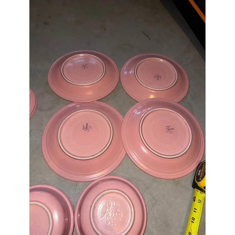 12 vintage fiestaware pink plate & bowl set